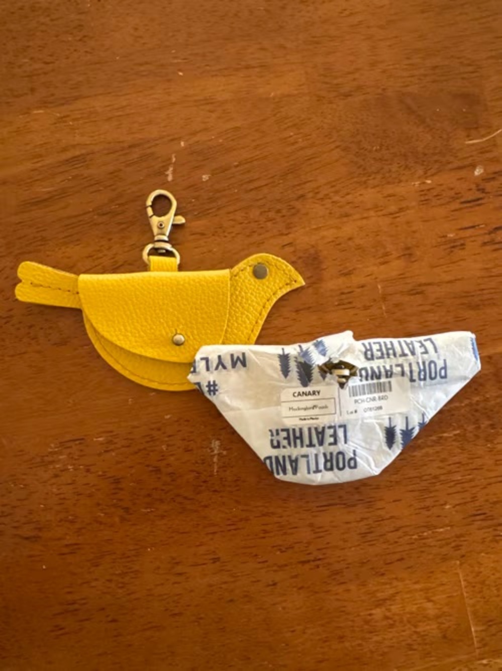 Portland Leather Canary Yellow Mockingbird Coin Pouch Key Clip